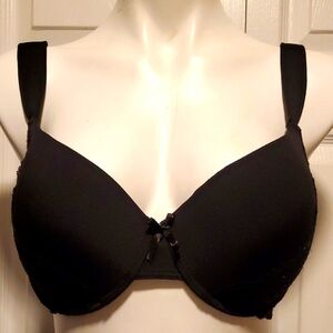Kathy Ireland Intimates Elegant Black Wired Lace Women's Bra - Size 36D
